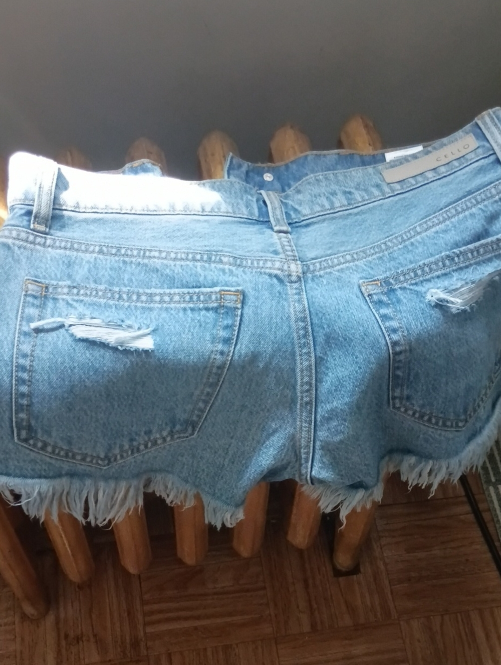 Cello Light Blue Distressed Denim Jean Shorts